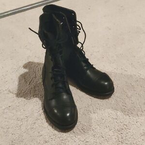 Vintage BILTRITE LeatheBlack Military Boots Size 7W STEEL-TOE ANSI Z41.1-1983/75